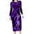 Hawaii Hula Girl Long Sleeve Bodycon Dress Hibiscus Hawaii Tribal Tattoo Purple Version LT01 Long Dress Purple - Polynesian Pride