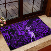 Hawaii Hula Girl Rubber Doormat Hibiscus Hawaii Tribal Tattoo Purple Version LT01 - Polynesian Pride