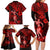 Hawaii Hula Girl Family Matching Long Sleeve Bodycon Dress and Hawaiian Shirt Hibiscus Hawaii Tribal Tattoo Red Version LT01 - Polynesian Pride