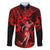 Hawaii Hula Girl Family Matching Long Sleeve Bodycon Dress and Hawaiian Shirt Hibiscus Hawaii Tribal Tattoo Red Version LT01 Dad's Shirt - Long Sleeve Red - Polynesian Pride