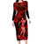 Hawaii Hula Girl Family Matching Long Sleeve Bodycon Dress and Hawaiian Shirt Hibiscus Hawaii Tribal Tattoo Red Version LT01 Mom's Dress Red - Polynesian Pride