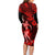 Hawaii Hula Girl Family Matching Long Sleeve Bodycon Dress and Hawaiian Shirt Hibiscus Hawaii Tribal Tattoo Red Version LT01 - Polynesian Pride