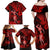 Hawaii Hula Girl Family Matching Off Shoulder Maxi Dress and Hawaiian Shirt Hibiscus Hawaii Tribal Tattoo Red Version LT01 - Polynesian Pride