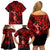 Hawaii Hula Girl Family Matching Off Shoulder Short Dress and Hawaiian Shirt Hibiscus Hawaii Tribal Tattoo Red Version LT01 - Polynesian Pride