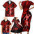 Hawaii Hula Girl Family Matching Short Sleeve Bodycon Dress and Hawaiian Shirt Hibiscus Hawaii Tribal Tattoo Red Version LT01 - Polynesian Pride