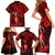 Hawaii Hula Girl Family Matching Short Sleeve Bodycon Dress and Hawaiian Shirt Hibiscus Hawaii Tribal Tattoo Red Version LT01 - Polynesian Pride