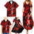 Hawaii Hula Girl Family Matching Summer Maxi Dress and Hawaiian Shirt Hibiscus Hawaii Tribal Tattoo Red Version LT01 - Polynesian Pride