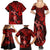 Hawaii Hula Girl Family Matching Summer Maxi Dress and Hawaiian Shirt Hibiscus Hawaii Tribal Tattoo Red Version LT01 - Polynesian Pride