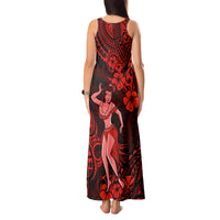 Hawaii Hula Girl Tank Maxi Dress Hibiscus Hawaii Tribal Tattoo Red Version LT01 - Polynesian Pride