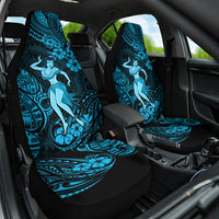 Hawaii Hula Girl Car Seat Cover Hibiscus Hawaii Tribal Tattoo Sky Blue Version LT01 One Size Blue - Polynesian Pride