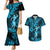 Hawaii Hula Girl Couples Matching Mermaid Dress and Hawaiian Shirt Hibiscus Hawaii Tribal Tattoo Sky Blue Version LT01 Blue - Polynesian Pride