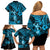 Hawaii Hula Girl Family Matching Off Shoulder Short Dress and Hawaiian Shirt Hibiscus Hawaii Tribal Tattoo Sky Blue Version LT01 - Polynesian Pride