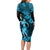 Hawaii Hula Girl Long Sleeve Bodycon Dress Hibiscus Hawaii Tribal Tattoo Sky Blue Version LT01 - Polynesian Pride