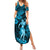 Hawaii Hula Girl Summer Maxi Dress Hibiscus Hawaii Tribal Tattoo Sky Blue Version LT01 Women Blue - Polynesian Pride