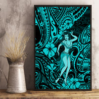 Hawaii Hula Girl Canvas Wall Art Hibiscus Hawaii Tribal Tattoo Turquoise Version LT01 - Polynesian Pride