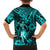 Hawaii Hula Girl Family Matching Long Sleeve Bodycon Dress and Hawaiian Shirt Hibiscus Hawaii Tribal Tattoo Turquoise Version LT01 - Polynesian Pride