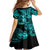 Hawaii Hula Girl Family Matching Long Sleeve Bodycon Dress and Hawaiian Shirt Hibiscus Hawaii Tribal Tattoo Turquoise Version LT01 - Polynesian Pride