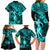 Hawaii Hula Girl Family Matching Long Sleeve Bodycon Dress and Hawaiian Shirt Hibiscus Hawaii Tribal Tattoo Turquoise Version LT01 - Polynesian Pride