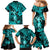 Hawaii Hula Girl Family Matching Mermaid Dress and Hawaiian Shirt Hibiscus Hawaii Tribal Tattoo Turquoise Version LT01 - Polynesian Pride