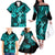 Hawaii Hula Girl Family Matching Off Shoulder Long Sleeve Dress and Hawaiian Shirt Hibiscus Hawaii Tribal Tattoo Turquoise Version LT01 - Polynesian Pride