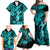 Hawaii Hula Girl Family Matching Off Shoulder Maxi Dress and Hawaiian Shirt Hibiscus Hawaii Tribal Tattoo Turquoise Version LT01 - Polynesian Pride