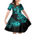 Hawaii Hula Girl Family Matching Off Shoulder Short Dress and Hawaiian Shirt Hibiscus Hawaii Tribal Tattoo Turquoise Version LT01 Daughter's Dress Turquoise - Polynesian Pride