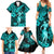 Hawaii Hula Girl Family Matching Summer Maxi Dress and Hawaiian Shirt Hibiscus Hawaii Tribal Tattoo Turquoise Version LT01 - Polynesian Pride