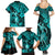 Hawaii Hula Girl Family Matching Summer Maxi Dress and Hawaiian Shirt Hibiscus Hawaii Tribal Tattoo Turquoise Version LT01 - Polynesian Pride