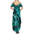 Hawaii Hula Girl Summer Maxi Dress Hibiscus Hawaii Tribal Tattoo Turquoise Version LT01 - Polynesian Pride