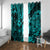 Hawaii Hula Girl Window Curtain Hibiscus Hawaii Tribal Tattoo Turquoise Version LT01 Grommets Turquoise - Polynesian Pride