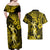 Hawaii Hula Girl Couples Matching Off Shoulder Maxi Dress and Hawaiian Shirt Hibiscus Hawaii Tribal Tattoo Yellow Version LT01 - Polynesian Pride