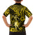 Hawaii Hula Girl Family Matching Off Shoulder Long Sleeve Dress and Hawaiian Shirt Hibiscus Hawaii Tribal Tattoo Yellow Version LT01 - Polynesian Pride