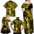 Hawaii Hula Girl Family Matching Off Shoulder Maxi Dress and Hawaiian Shirt Hibiscus Hawaii Tribal Tattoo Yellow Version LT01 - Polynesian Pride