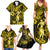 Hawaii Hula Girl Family Matching Summer Maxi Dress and Hawaiian Shirt Hibiscus Hawaii Tribal Tattoo Yellow Version LT01 - Polynesian Pride