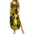 Hawaii Hula Girl Family Matching Summer Maxi Dress and Hawaiian Shirt Hibiscus Hawaii Tribal Tattoo Yellow Version LT01 Mom's Dress Yellow - Polynesian Pride