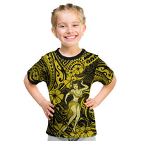 Hawaii Hula Girl Kid T Shirt Hibiscus Hawaii Tribal Tattoo Yellow Version LT01 Yellow - Polynesian Pride