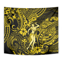 Hawaii Hula Girl Tapestry Hibiscus Hawaii Tribal Tattoo Yellow Version LT01 - Polynesian Pride