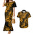 Hawaii Pineapple Couples Matching Mermaid Dress and Hawaiian Shirt Paradise Flowers Pacific With Gold Polynesian Tribal LT01 Gold - Polynesian Pride