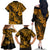 Hawaii Pineapple Family Matching Off Shoulder Long Sleeve Dress and Hawaiian Shirt Paradise Flowers Pacific With Gold Polynesian Tribal LT01 - Polynesian Pride