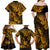 Hawaii Pineapple Family Matching Off Shoulder Maxi Dress and Hawaiian Shirt Paradise Flowers Pacific With Gold Polynesian Tribal LT01 - Polynesian Pride