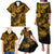 Hawaii Pineapple Family Matching Puletasi Dress and Hawaiian Shirt Paradise Flowers Pacific With Gold Polynesian Tribal LT01 - Polynesian Pride