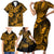 Hawaii Pineapple Family Matching Short Sleeve Bodycon Dress and Hawaiian Shirt Paradise Flowers Pacific With Gold Polynesian Tribal LT01 - Polynesian Pride