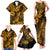 Hawaii Pineapple Family Matching Tank Maxi Dress and Hawaiian Shirt Paradise Flowers Pacific With Gold Polynesian Tribal LT01 - Polynesian Pride