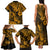 Hawaii Pineapple Family Matching Tank Maxi Dress and Hawaiian Shirt Paradise Flowers Pacific With Gold Polynesian Tribal LT01 - Polynesian Pride