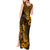 Hawaii Pineapple Tank Maxi Dress Paradise Flowers Pacific With Gold Polynesian Tribal LT01 - Polynesian Pride