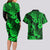 Hawaii Pineapple Couples Matching Long Sleeve Bodycon Dress and Hawaiian Shirt Paradise Flowers Pacific With Green Polynesian Tribal LT01 - Polynesian Pride