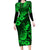 Hawaii Pineapple Family Matching Long Sleeve Bodycon Dress and Hawaiian Shirt Paradise Flowers Pacific With Green Polynesian Tribal LT01 Mom's Dress Green - Polynesian Pride