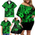 Hawaii Pineapple Family Matching Off Shoulder Short Dress and Hawaiian Shirt Paradise Flowers Pacific With Green Polynesian Tribal LT01 - Polynesian Pride