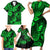 Hawaii Pineapple Family Matching Short Sleeve Bodycon Dress and Hawaiian Shirt Paradise Flowers Pacific With Green Polynesian Tribal LT01 - Polynesian Pride