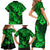 Hawaii Pineapple Family Matching Short Sleeve Bodycon Dress and Hawaiian Shirt Paradise Flowers Pacific With Green Polynesian Tribal LT01 - Polynesian Pride